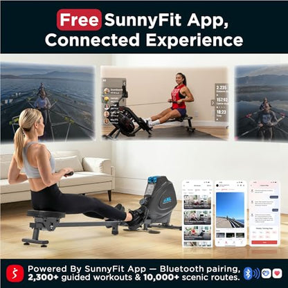 JLL Magnetic & Water Rowing Machine with SunnyFit App for Home - style: Magnetic
