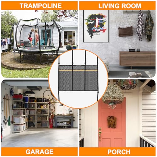 Trampoline Shoes Bag, 3 Pouch Storage Mesh Bag Trampoline Shoe Holder,Indoor Household Item Fitness Shoes Organizer, Trampoline Item Storage Accessories Equipment Bag, black