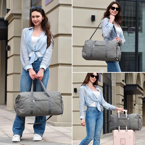 Carry On Luggage 22x14x9 Airline Approved, 40L Gym Duffle Bag for Travel - color: Grey, size: 40L