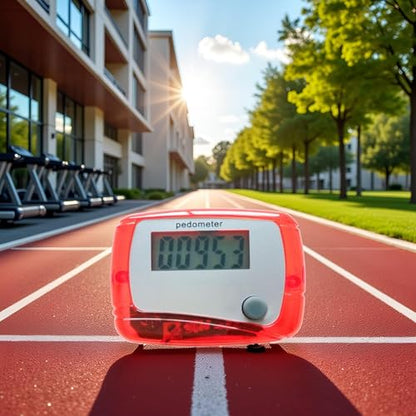 Red Portable Counter Mini Digital LCD Pedometer Sports Walking Running Step Counter Meter Walking Distance Miles, Calorie Counter, Daily Target Monitor, Exercise Time Fitness Technology