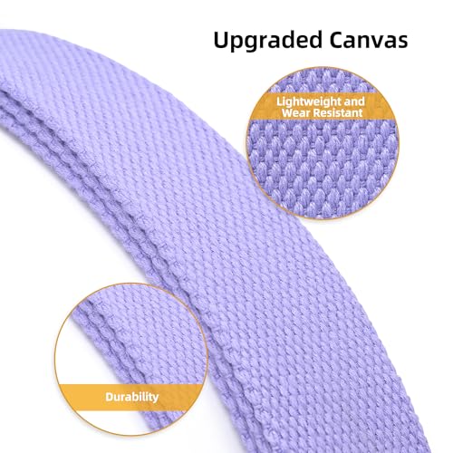 Mile High Life Cut To Fit Canvas Web Belt Size Up to 52" with Flip-Top Solid Black Military Buckle - color: 1 Pack Light Purple