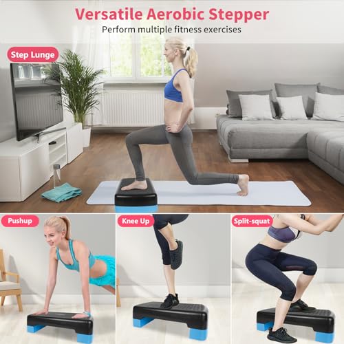 Exercise Workout Aerobic Step Platform Trainer, 18" Aerobic Stepper with 4"-6" Adjustable Height Risers