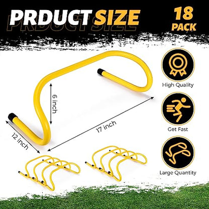 Wettarn 18 Pcs 6" Speed Training Hurdles Durable Agility Training Hurdle Agility Plyometric and All Purpose Equipment for Athletes, Soccer, Basketball - color: Yellow