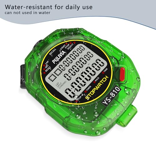 Stopwatch Timer Multi Splits/Laps Digital Stop-Watch for Sports - color: Green