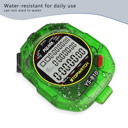 Stopwatch Timer Multi Splits/Laps Digital Stop-Watch for Sports - color: Green