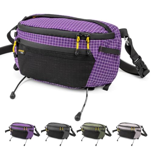 HIKEMAN Waist Bag Strap Pack Pouch for Backpack Lightweight Phone Pocket - color: Purple