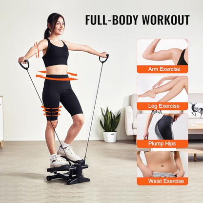 VEVOR Stair Stepper, Mini Stepper for Exercise at Home, Hydraulic Fitness Stepper with Resistance Bands, Full Body Workout Cardio Equipment, Stair Climber - style: Stair Stepper