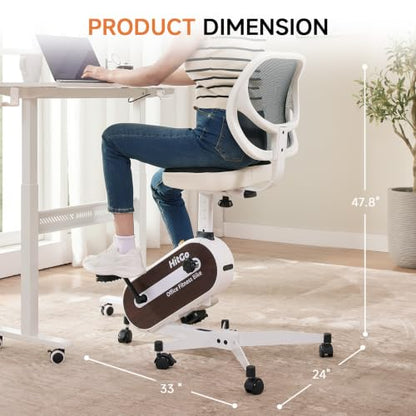HitGo Ergonomic Office Chair with Exercise Bike, 330LBS Under-Desk Bike with 9-Level Height-Adjustable Seat, 8-Level Resistance, Rolling Wheels, Quiet Fitness for Home Office - color: Black
