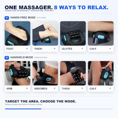Electric Foot & Body Massager Roller, 2-in-1 Rechargeable Deep Tissue Massage Tool with Auto Massage Base, Handheld Muscle Recovery Roller for Plantar Fasciitis, Foot Pain, Legs, Arms and Neck