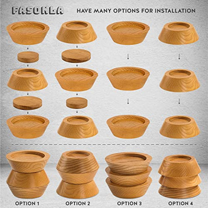 Bed Risers, Furniture Risers (Set of 8-Height 1") Can be Adjusted to 2'' 3''or 4'', Lifts Furniture Risers, Solid Natural Wood Risers, Non-Slip Recessed Hole (Natural Wood Color) - color: Natural Color