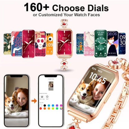 1.47" Smart Sports Watch, 10-Day Battery, IP68 Waterproof - color: Rose Gold-Red