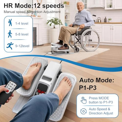 Under Desk Elliptical Leg Exerciser While Sitting for Seniors - color: White