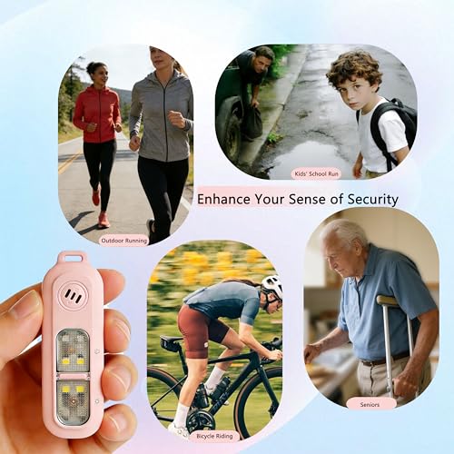 130DB Rechargeable Personal Alarm | One-Button Alarm | 4 Flash Light Modes | Equipped with a Back Clip | Free Keychain Included | Ideal for Women, Kids and the Elderl（Blue - color: Blue