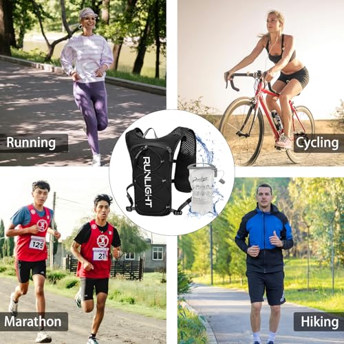Runlight Running Vest for Women Men Lightweight Hydration Backpack Pack with 1.5L Water Bladder Bag Hydro Daypack for Hiking,Trail,Skiing,Camping,Cycling,Race,Marathon - color: Black