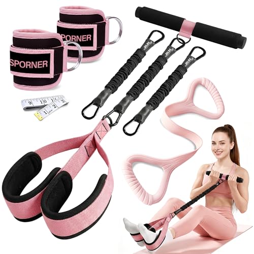 HIMESPORNER Pedal Resistance Band with Handle & Ankle Straps, Figure 8 Band