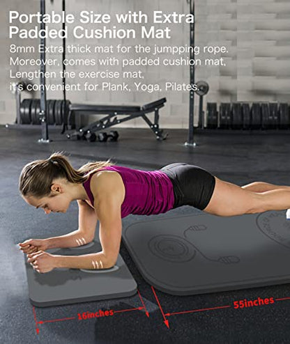 Jump Rope Mat Shockproof Exercise Skipping Mat All-Purpose Extra Thick High Density Anti-Tear Exercise Yoga Mat, Non Slip for Indoor and Outdoor - color: Grey