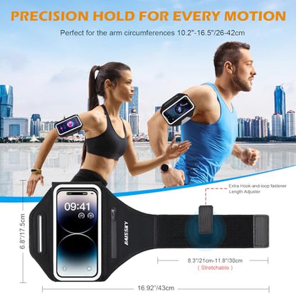 Running Phone Armband with Earphone Holder 3D Design for 7.0" Phones - color: Pure Black (Up to 7.0'')