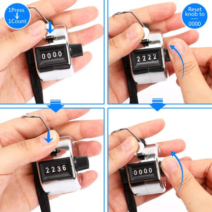 PETKNOWS 5Pcs Handheld Tally Clicker Counter 4 Digital Number for Sports - color: Silver