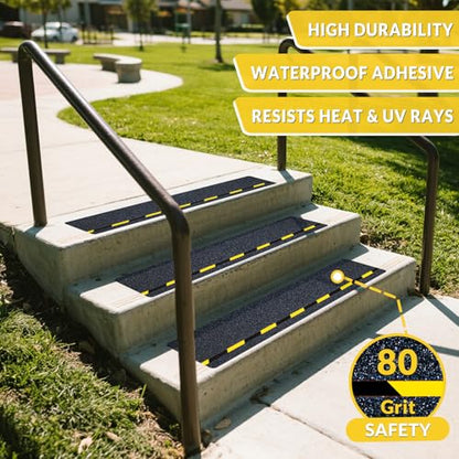 LifeGrip Reflective Anti Slip Stair Treads 8"x32" 10-Pack, Black/Yellow - color: Black/Yellow, size: 8" x 32"