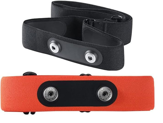 2Pack (Black and Orange) Medium Sweat-Proof Chest Strap,Heart Rate Monitor Replacement Soft Adjustable Chest Strap Fit for Polar H10 H7 Wahoo Tickr Garmin Chest belt,Standard