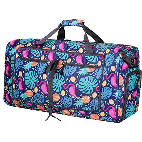 Woogwin Travel Duffel Bag Large Foldable Waterproof Overnight Bag for Beach Swim Bags Pool Sports Gym - color: 100L Pineapple