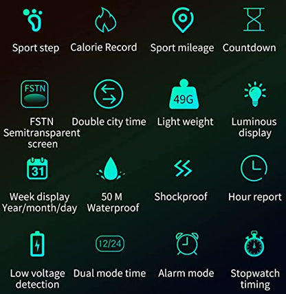 findtime Men's Digital Watch Waterproof Pedometer Watches Sport Watch Step Counter Calorie Military Watch with Stopwatch Alarm LED Backlight Countdown - color: blue