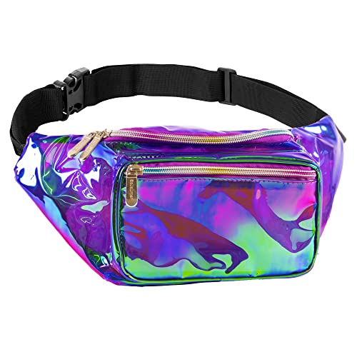 SoJourner Waterproof Holographic Fanny Pack, Transparent Purple - color: Transparent - Purple