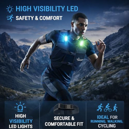 Running Vest for Women and Men, Adjustable Running Vest with Phone Holder, Hydration Vest with 500ml Soft Flask and 3 LED Lights, Reflective Running Backpack for Hiking, Cycling and Running