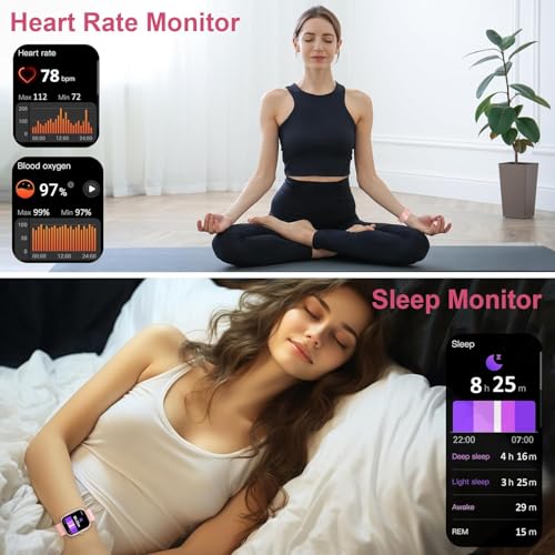Fempoin Smart Watch, 1.96" HD SmartWatch, Touch Screen Answer/Make Call, IP68 Waterproof 100+ Sport Fitness Tracker, Activity Tracker with Sleep Monitor/SpO2/Heart Rate/Pedometer for Android iOS - color: Gold Pink