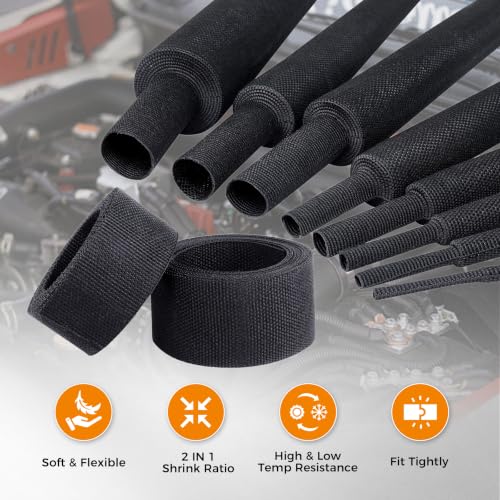 2:1 Ratio Automotive Heat Shrink Braided Sleeving 3/8''-15ft - size: 3/8"-15ft