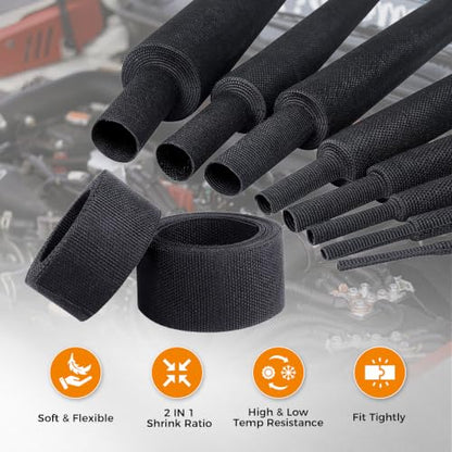 2:1 Ratio Automotive Heat Shrink Braided Sleeving 3/8''-15ft - size: 3/8"-15ft