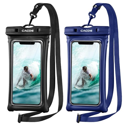 CACOE Floatable Waterproof Phone Pouch 2 Pack Up to 7.0",Black+Dark Blue - color: Black+Dark Blue