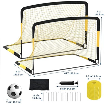 6x4 ft Soccer Goal Set with 2-Pack Portable Pop-Up Soccer Nets