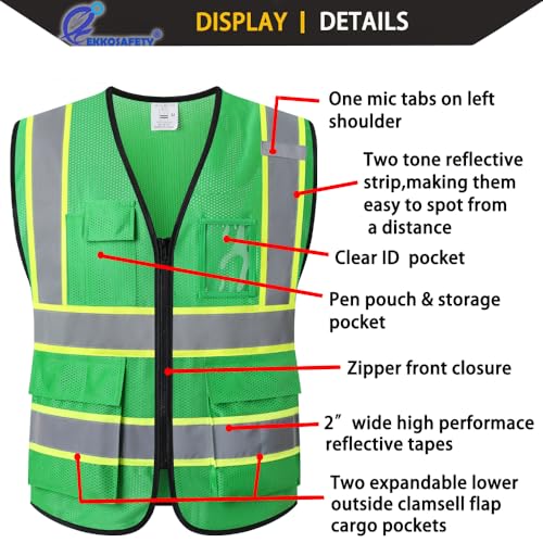Hi Vis Reflective Safety Vest for Men Women,EK175,Green,S - color: Green, size: Small