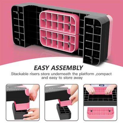 Aerobic Step Platform, Non Slip Adjustable Height Step Trainer - color: Pink