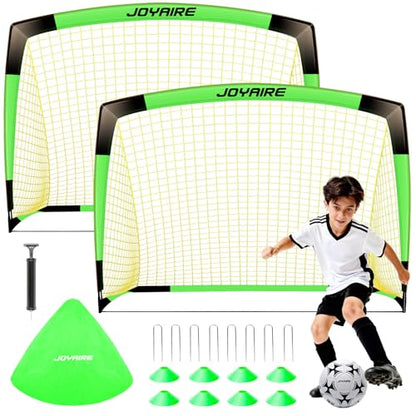 Kids Backyard Soccer Goal, 10 mm Poles & 5-Layer Net, 4x3/6x4/7x5FT - size: 4 ft x 3ft, style: Green Black