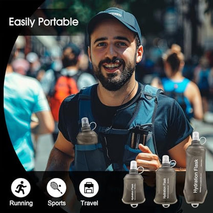 WILDREEDS 150ml Soft Flask, TPU Collapsible Soft Water Bottle for Hydration Pack, Running Vest, Folding Water Bottle for Hiking Cycling Climbing-1Pcs, Grey - color: 150ml Grey