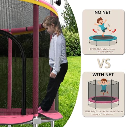 Trampoline Safety Net, 48" 55" 60" Trampoline Replacement Net Accessories, Tear Resistant Kids Protective Fences - size: 55" 140cm