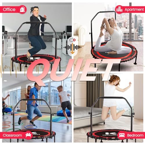 K KENSONE 40/48" Rebounder Trampoline for Adults, Bungee, 450/550 LBS Quiet - color: Red, size: 40" U-Bar