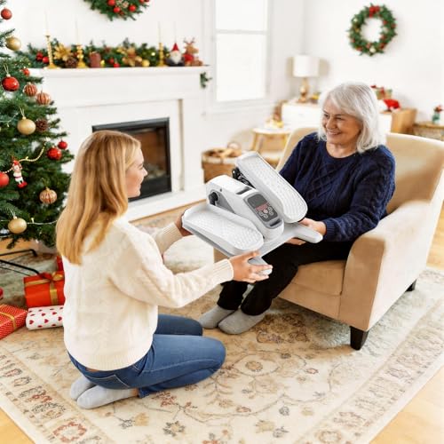 Under Desk Elliptical Leg Exerciser While Sitting for Seniors - color: White