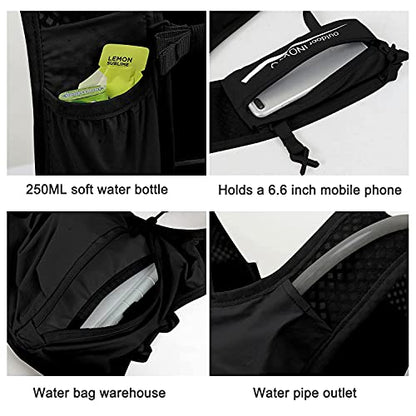 INOXTO Running Hydration Vest Backpack,Lightweight Insulated Pack with 1.5L Water Bladder Bag Daypack for Hiking Trail Running Cycling Race Marathon for Women Men - color: Black