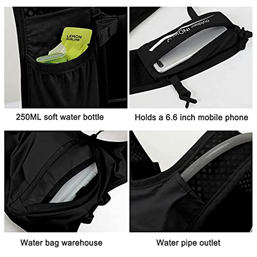 INOXTO Running Hydration Vest Backpack,Lightweight Insulated Pack with 1.5L Water Bladder Bag Daypack for Hiking Trail Running Cycling Race Marathon for Women Men - color: Black