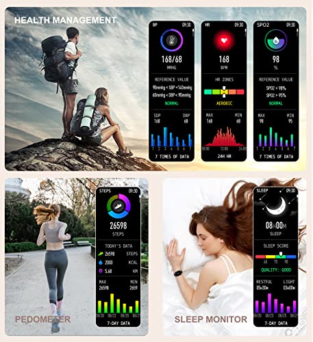 Iaret Smart Watch for Women(Call Receive/Dial), Fitness Tracker Waterproof Smartwatch for Android iOS Phones 1.7" HD Full Touch Screen Digital Watches with Heart Rate Sleep Monitor Pedometer - color: Rose Gold