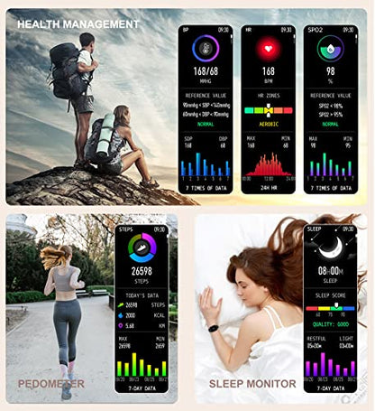 Iaret Smart Watch for Women(Call Receive/Dial), Fitness Tracker Waterproof Smartwatch for Android iOS Phones 1.7" HD Full Touch Screen Digital Watches with Heart Rate Sleep Monitor Pedometer - color: Rose Gold