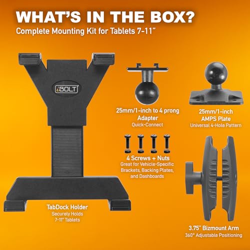 iBOLT TabDock BizMount AMPS Tablet Drill Base Mount 7-11" for Trucks