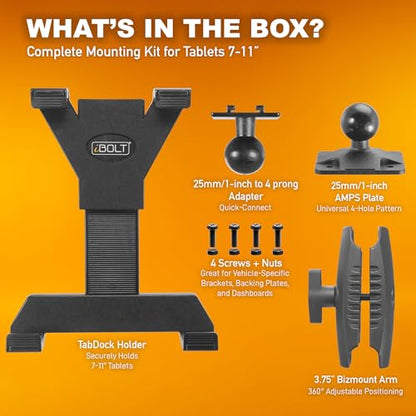 iBOLT TabDock BizMount AMPS Tablet Drill Base Mount 7-11" for Trucks