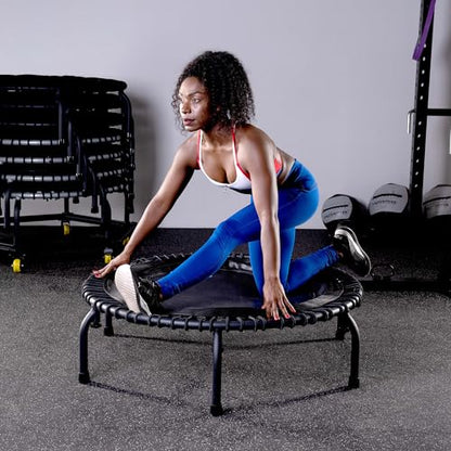 JumpSport 550 Workout Rebounder for Adults, 44" | PRO CE | Mini Exercise Fitness Trampoline Jumper with Cables | Black - color: Matte Black, style: Foldable Frame / Skirt Mat