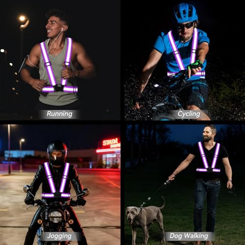 3PCS Reflective Vest Running Gear - color: Purple X3