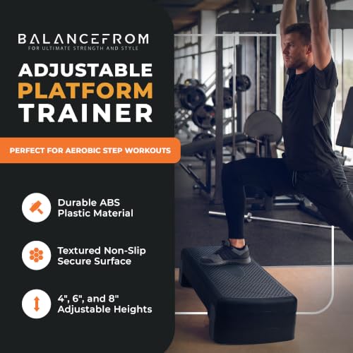 BalanceFrom 31-inch Aerobic Step Platform Trainer with 3 Adjustable Risers - color: Black