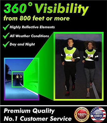 FREEMOVE Reflective Vest - Running Gear + 2 Bands & Bag/Ultralight & Comfy Safety Vests for Running, Walking, Cycling - size: X-Small
